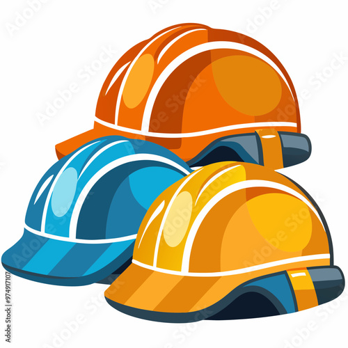 Hard hats vector on white background