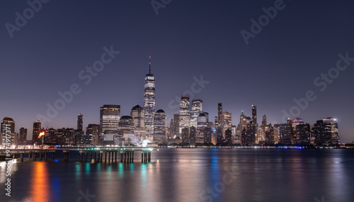 NewYork city skyline at Night, New York, United States of America