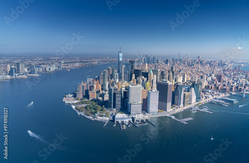 Aerial views of Modern buildings in New York city skyline, NewYork, United States of America