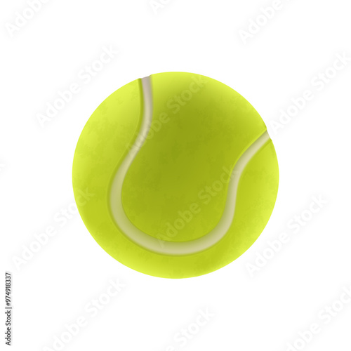 Tennis ball 3D illustration on a white background. Yellow ball realistic icon vector. The tennis ball with fuzzy texture