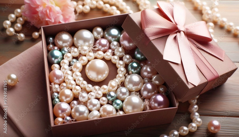 handgefertigter Perlenschmuck in einer Geschenkbox handgefertigter Perlenschmuck in einer Geschenkbox