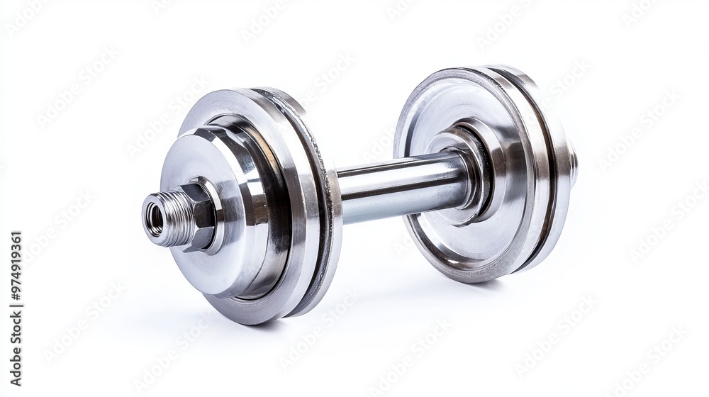 Chrome-plated steel caster used in industrial applications, isolated on a white background Chrome-plated steel caster used in industrial applications, isolated on a white background