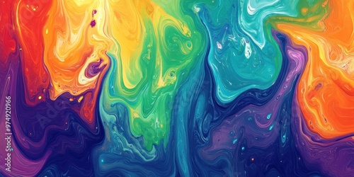 Abstract colorful liquid swirl background.