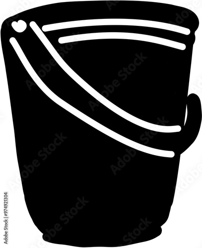 Bucket Home cleaning hygiene household work detailed doodle outline. Perfect for wallpaper, template, banner, wall decor . Vector illustration