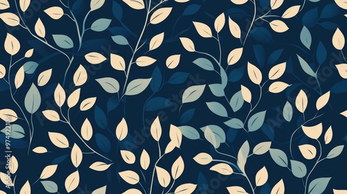 Wallpaper Mural Seamless nature pattern featuring stylized silhouettes of branches and leaves Flat style graphics suitable for wallpaper pattern fills wrapping paper surface textures and fabrics Torontodigital.ca