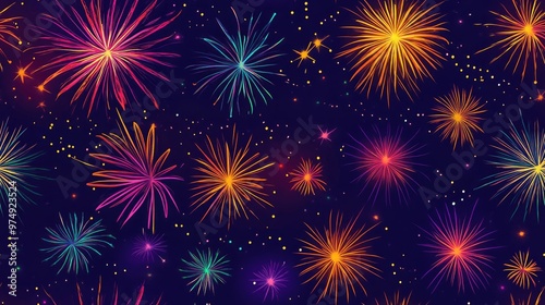 Stars explosion fireworks seamless pattern Ideal for screen printing and various media applications