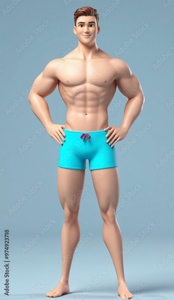 drawn guy, model for trying on clothes, model in swimming trunks. stands straight, evenly, in shoes, convenient for trying on clothes drawn guy, model for trying on clothes, model in swimming trunks. stands straight, evenly, in shoes, convenient for trying on clothes