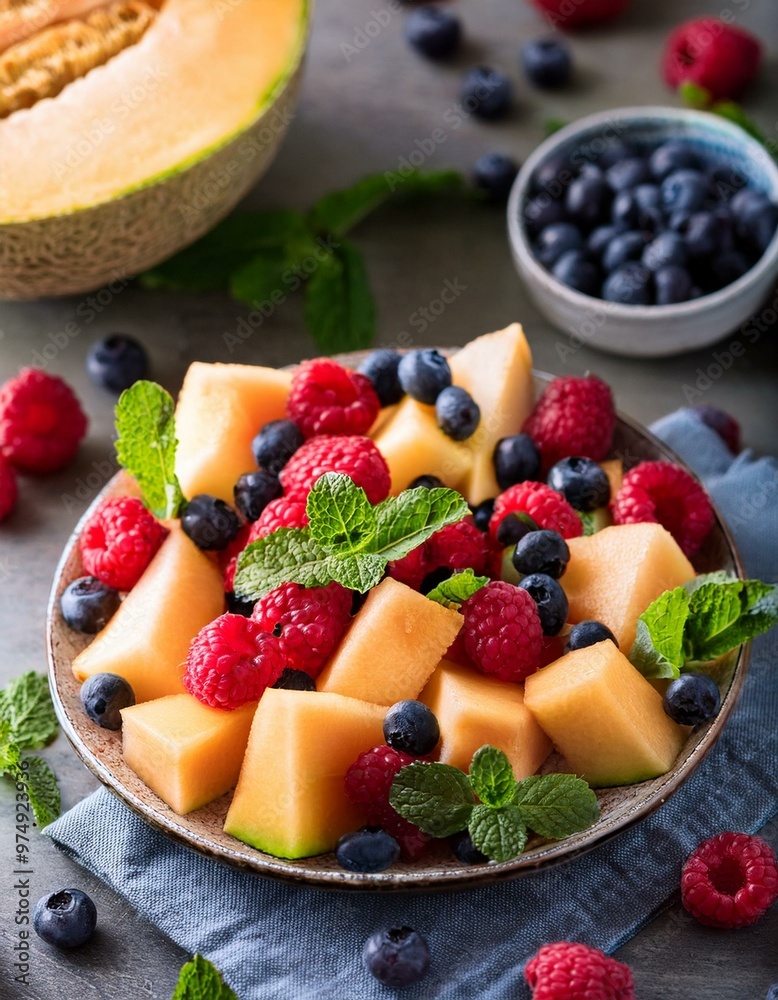 Fresh Summer Fruit Salad with Melon, Berries, and Mint Fresh Summer Fruit Salad with Melon, Berries, and Mint