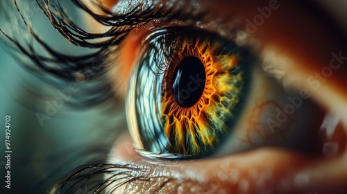 Close-up Macro Shot of a Human Eye with Dramatic Lighting