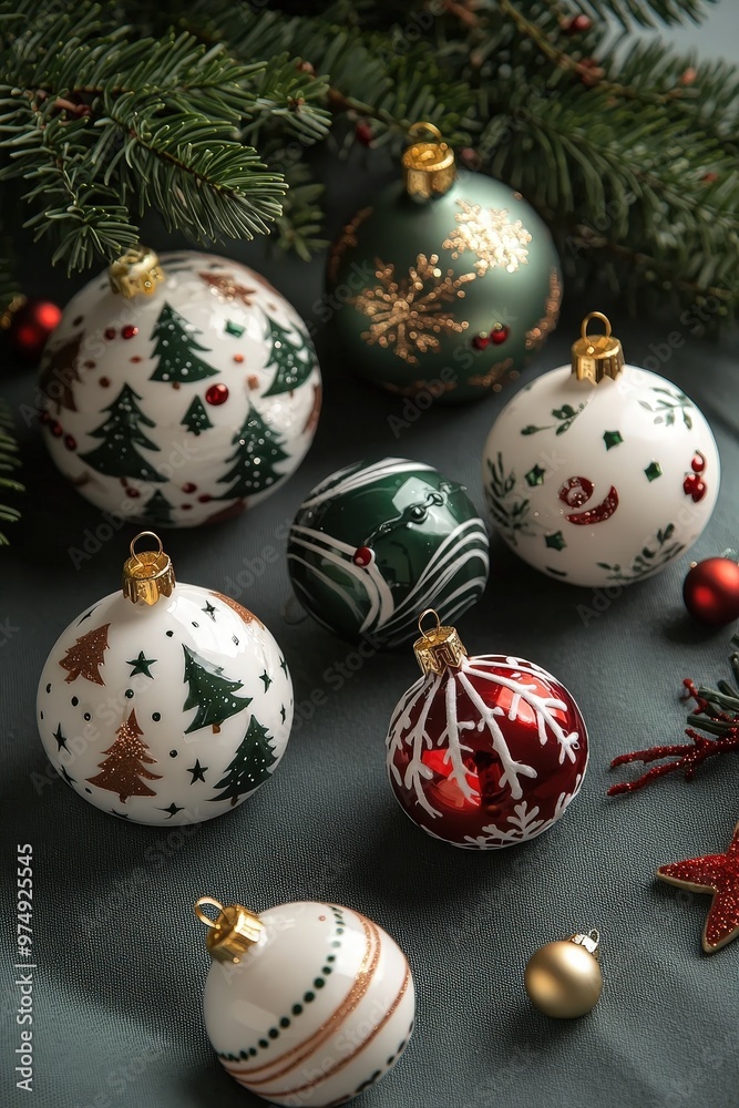 Christmas Ornament Set with Festive Backgrounds for Holiday Decoration, Ideal for Cards and Posters Christmas Ornament Set with Festive Backgrounds for Holiday Decoration, Ideal for Cards and Posters
