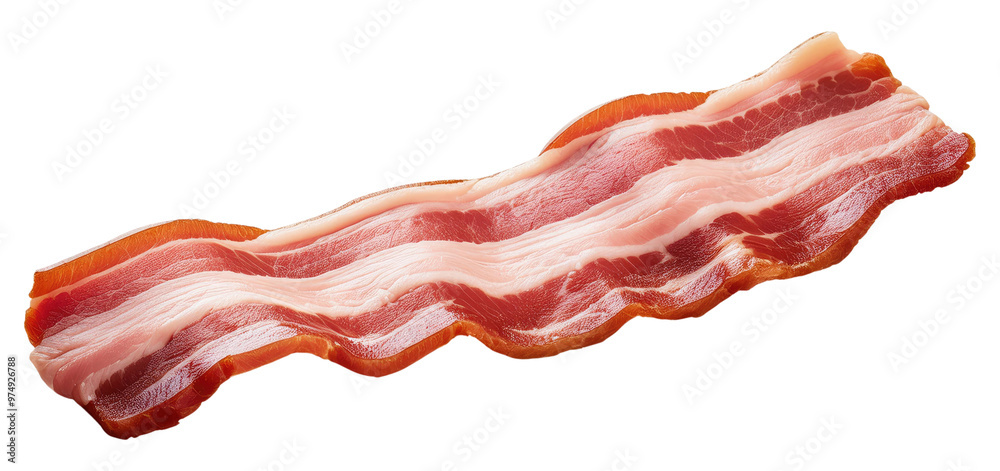 Obraz premium Raw Bacon Strip Isolated on Transparent Background