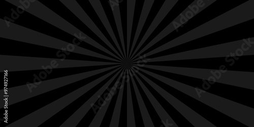 Seamless retro black and gray sunrise stripe sunburst texture design. comic or cartoon concept background with blank space design. Vector abstract rays sunburst backdrop banner wallpaper background.