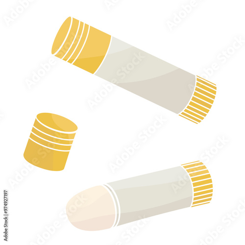 two glue stick, one of them open and one closed