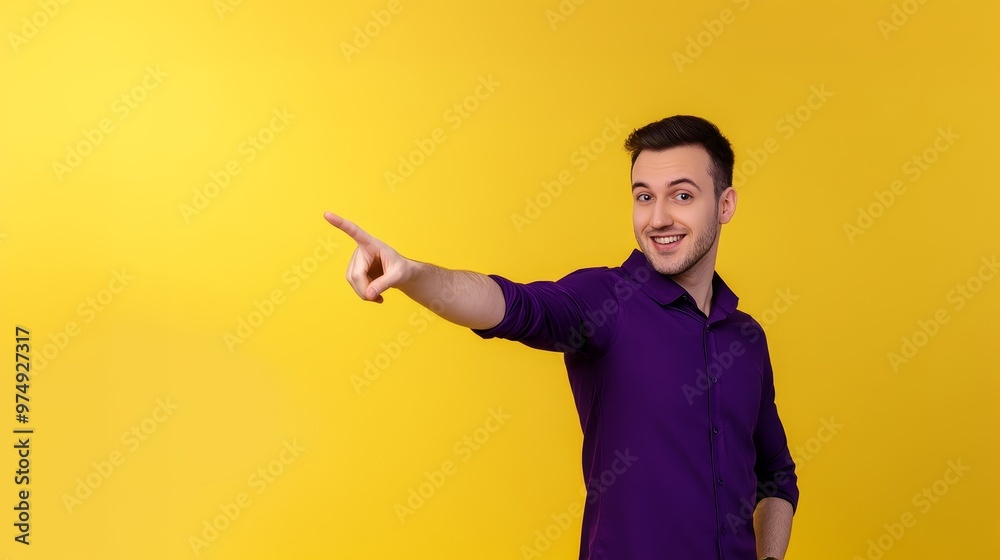 Confident businessman pointing up and at the viewer with a smile? Confident businessman pointing up and at the viewer with a smile?