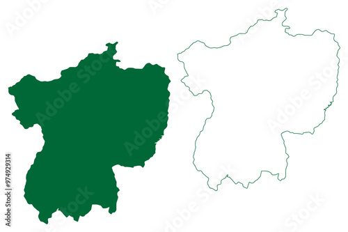 Jhabua district (Madhya Pradesh State, Indore division, Republic of India) map vector illustration, scribble sketch Jhabua map