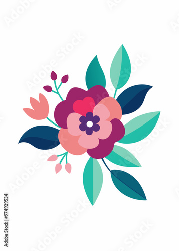 Florals and botanicals in water colors style design vector art illustration