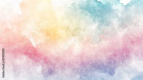 Colorful watercolor abstract background with pastel rainbow gradients.