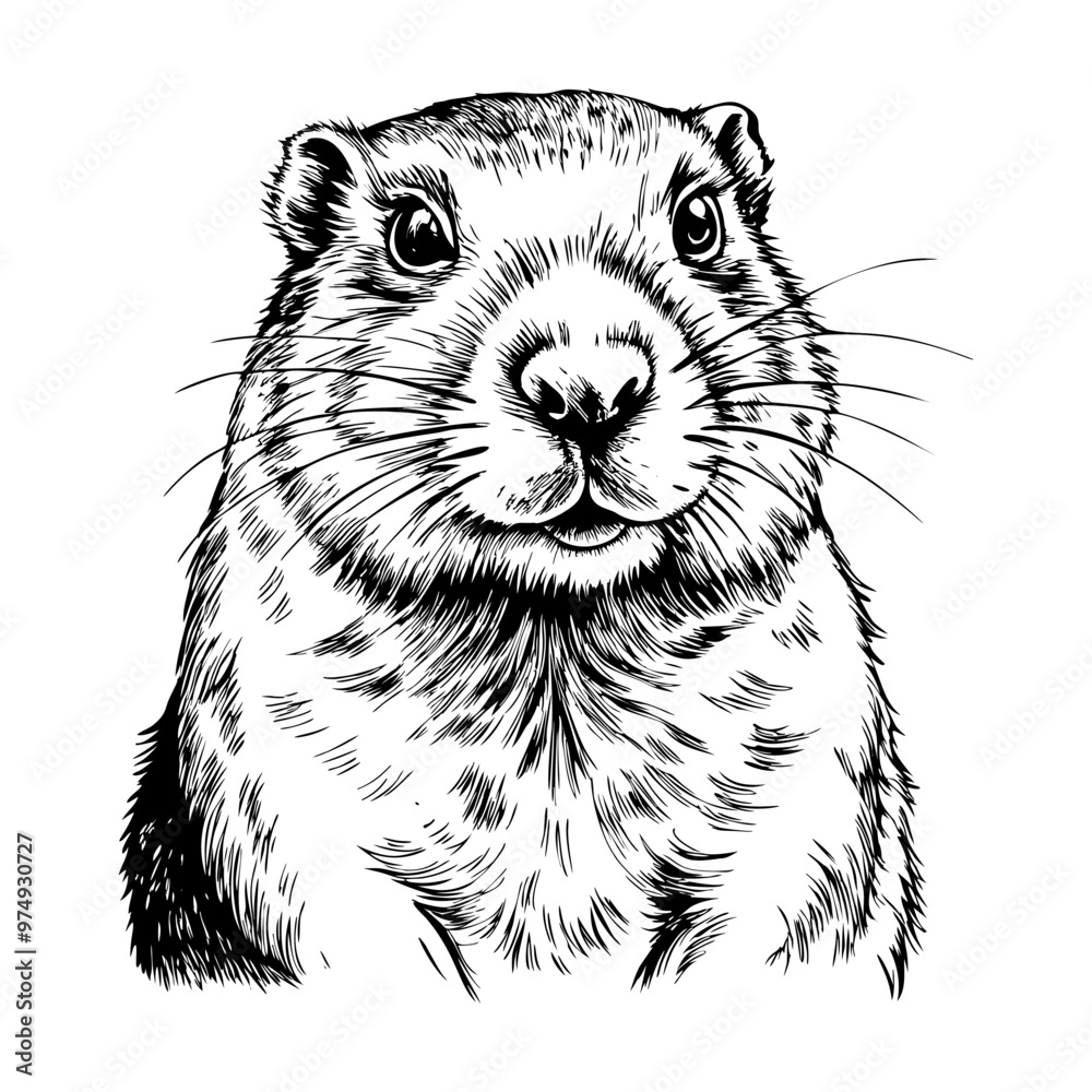 Fototapeta premium Groundhog, cute animal on white background. Groundhog Day