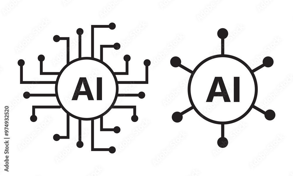 Transparent PNG available
Set of AI icons. Artificial intelligence Vector illustration Web Icon Collection.