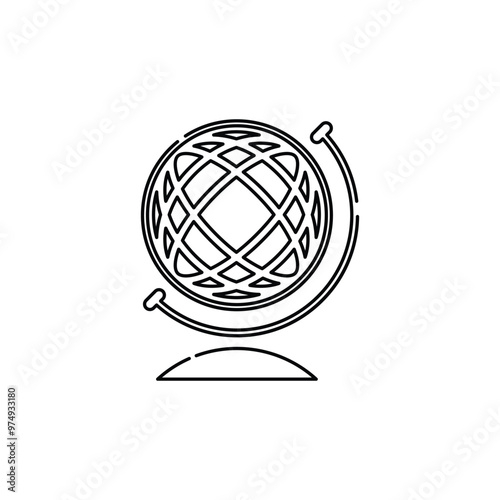 Earth Globe Icon Vector. Lineal or Linear art.