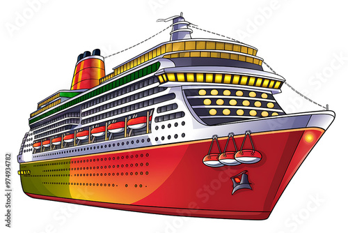 illustration of  a large cruise ship on transparent background photo