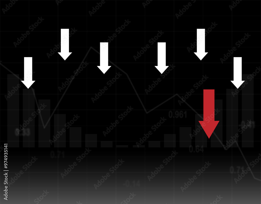 Obraz premium Stock exchange loss red screen