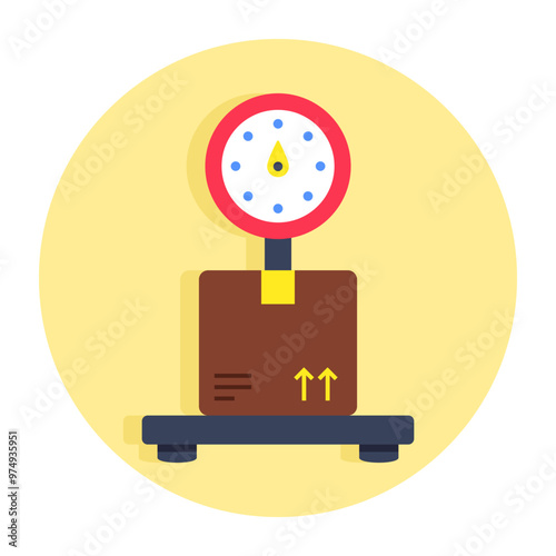 Conceptual flat rounded design icon of parcel weighing