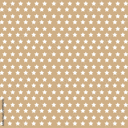 A repeating pattern of white stars on a beige background, suitable for graphic design or decorative purposes.
