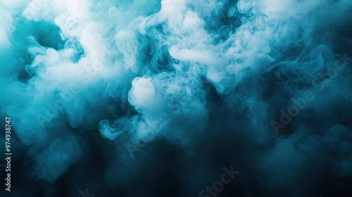 Abstract Blue Smoke Swirling in Darkness