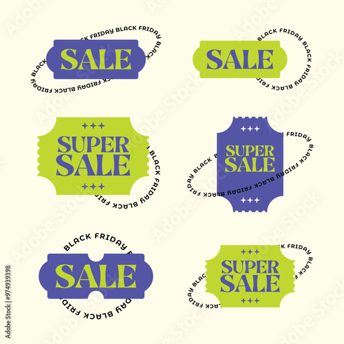set of modern sale labels discount tags