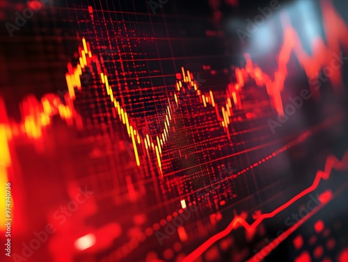 Wallpaper Mural Financial market crash with graphs showing falling interest rates and economic decline Torontodigital.ca