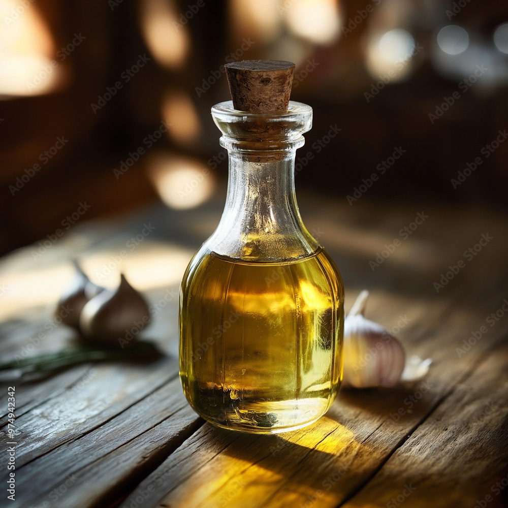 Garlic Olive Oil in Rustic Bottle Garlic Olive Oil in Rustic Bottle