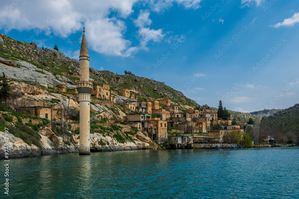 The Sunken Savasan Village view in Sanliurfa Province of Turkey