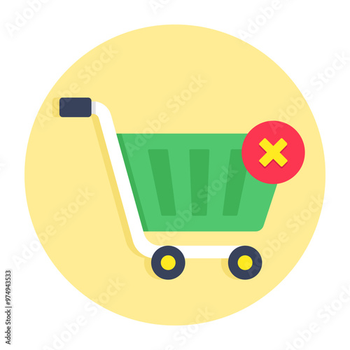 Shopping cancel icon, editable vector
