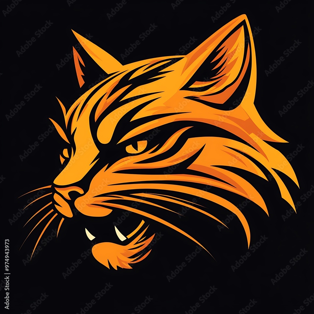 Fierce Orange Cat Head Mascot Logo Design Fierce Orange Cat Head Mascot Logo Design