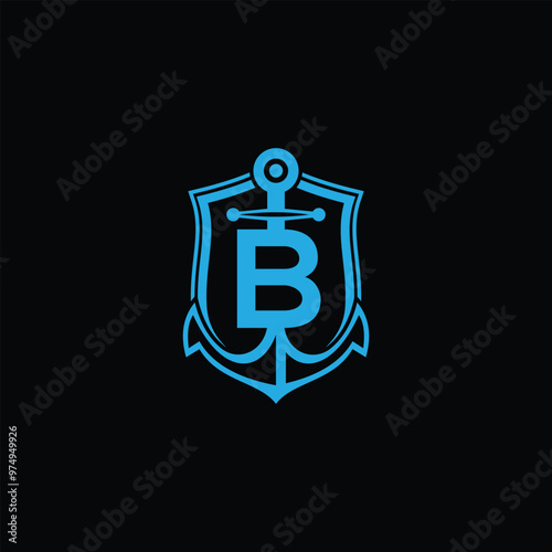 Anchor With Letter B Logo Design