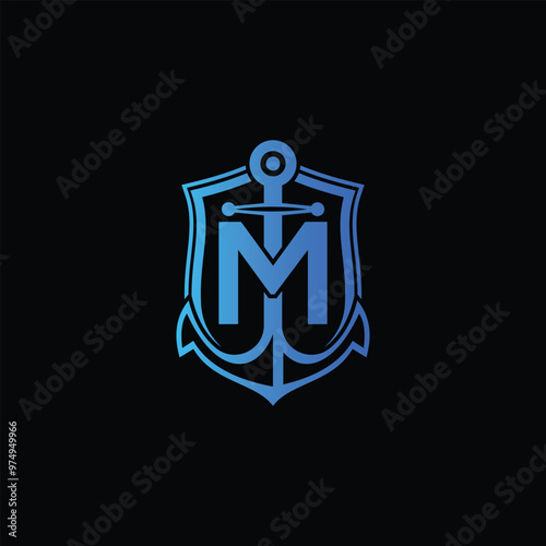 Anchor With Letter M Logo Design