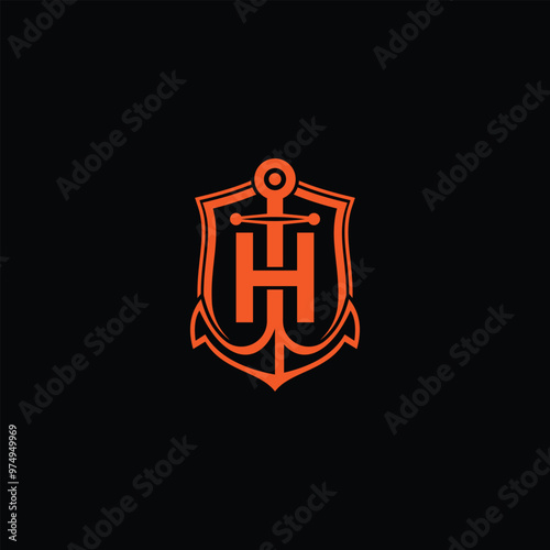 Anchor With Letter H Logo Design