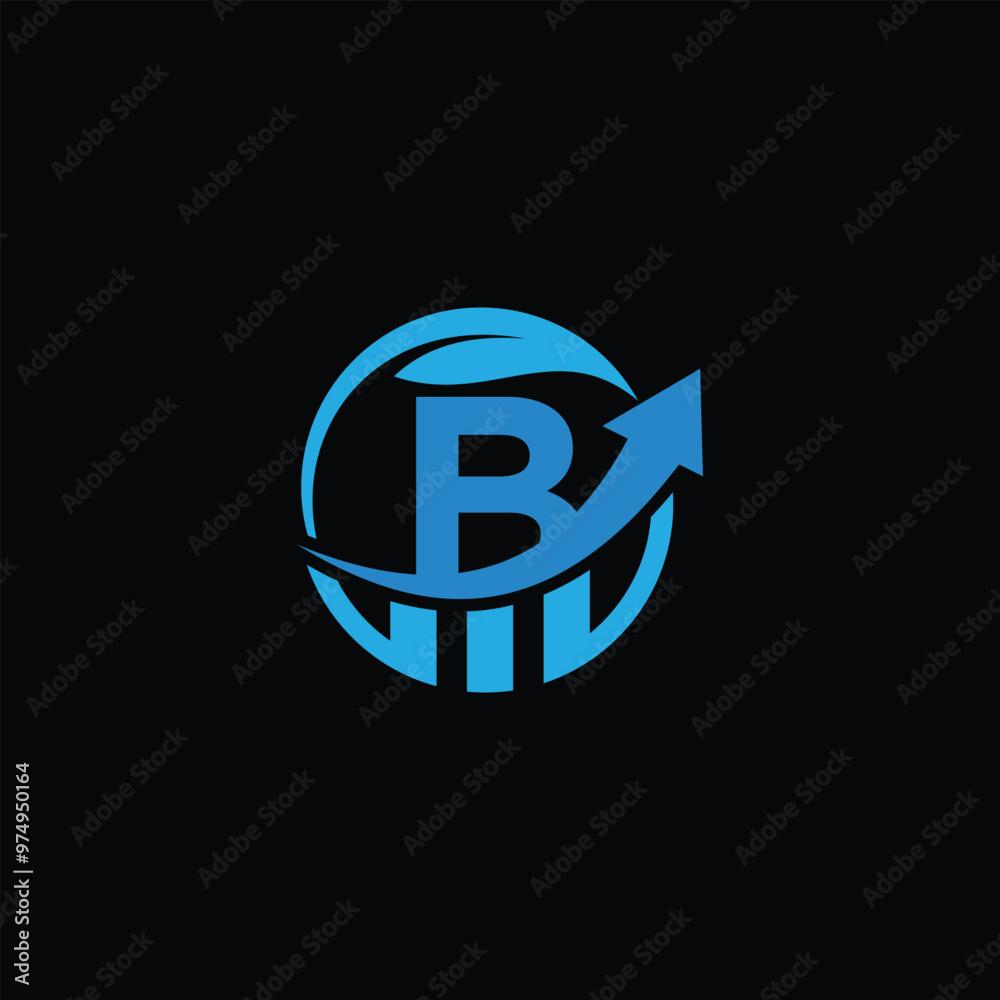 Green Leaf And Financial Symbol With Letter B Green Leaf And Financial Symbol With Letter B