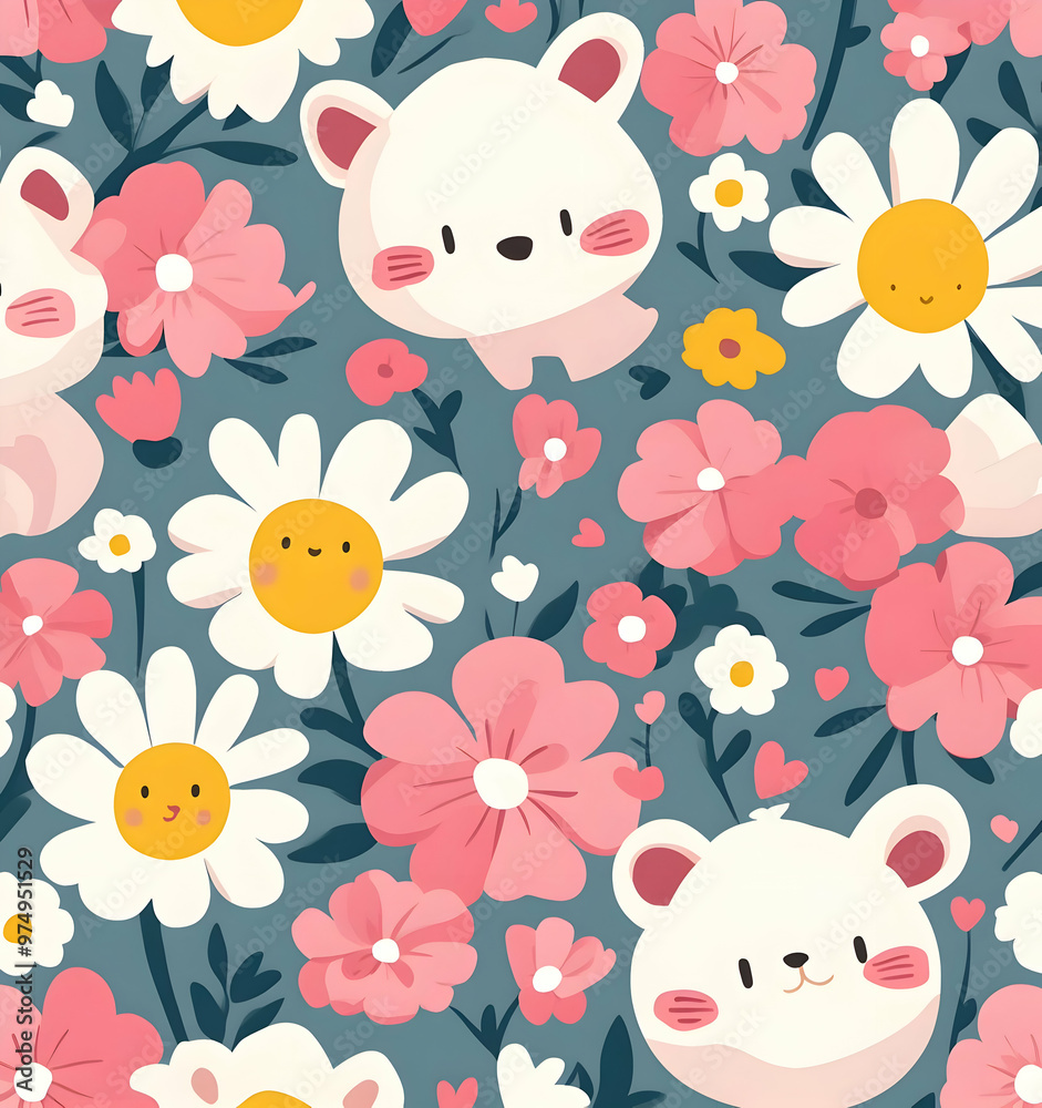 Teddy And Flowers Background Teddy And Flowers Background