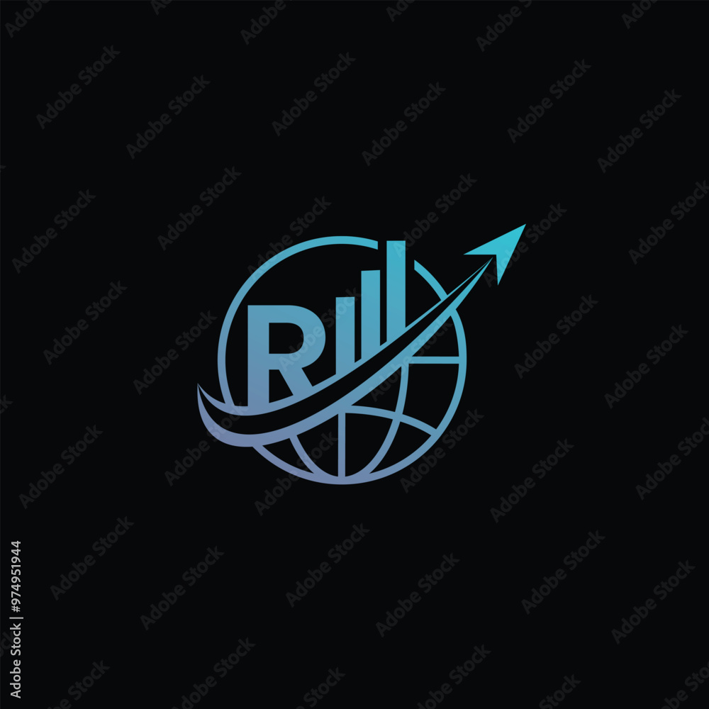 Vector World Globe And Financial Symbol With Letter R Vector World Globe And Financial Symbol With Letter R