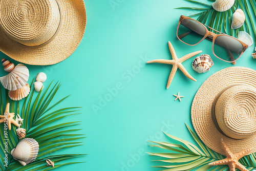 A flat-lay summer holiday background