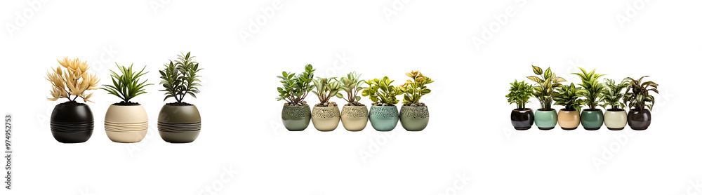 Set, collection of Self Watering Planters isolated on transparent background. Set, collection of Self Watering Planters isolated on transparent background.