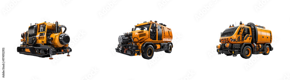 Set, collection of Sewer Jetting Machine isolated on transparent background. Set, collection of Sewer Jetting Machine isolated on transparent background.