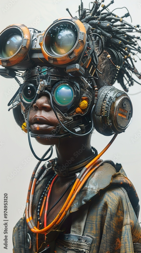 Cyberpunk Character with Futuristic Headgear Cyberpunk Character with Futuristic Headgear