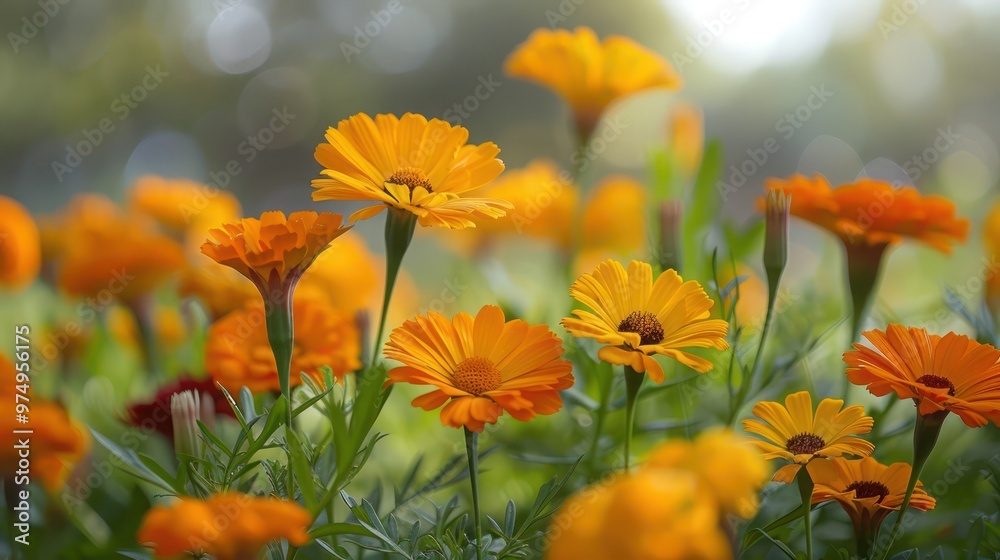 meadow with yellow bright flowers meadow with yellow bright flowers