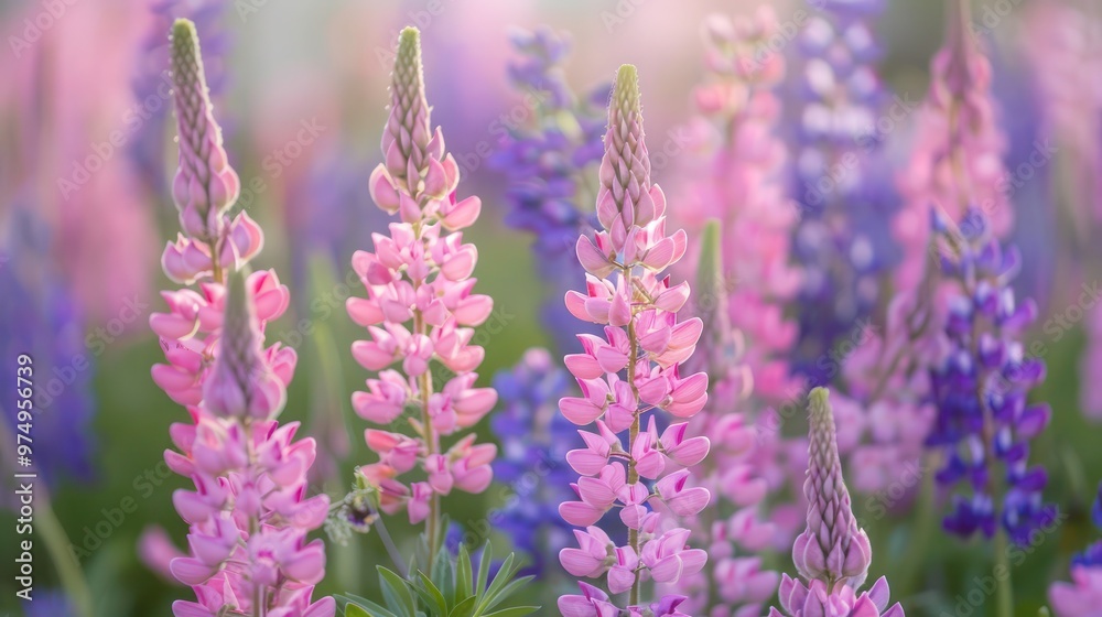Obraz premium Lavender fields with pink flowers