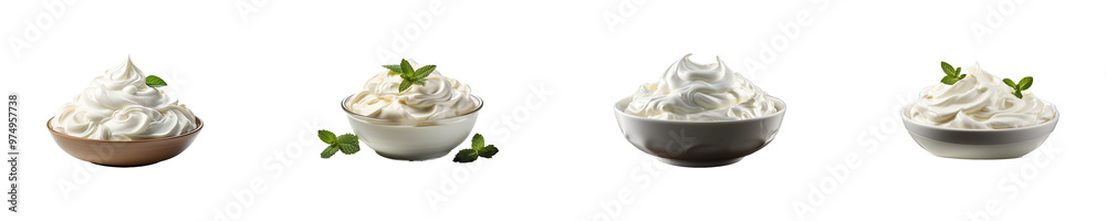 Set, collection of Sour Cream isolated on transparent background. Set, collection of Sour Cream isolated on transparent background.