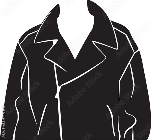 Black Leather Jacket Silhouette Vector With White Background