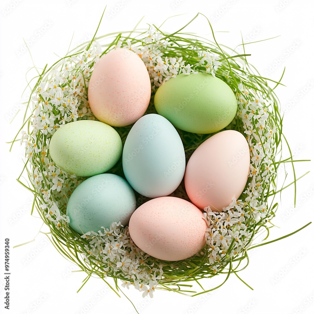 Pastel-colored Easter Eggs in Nature